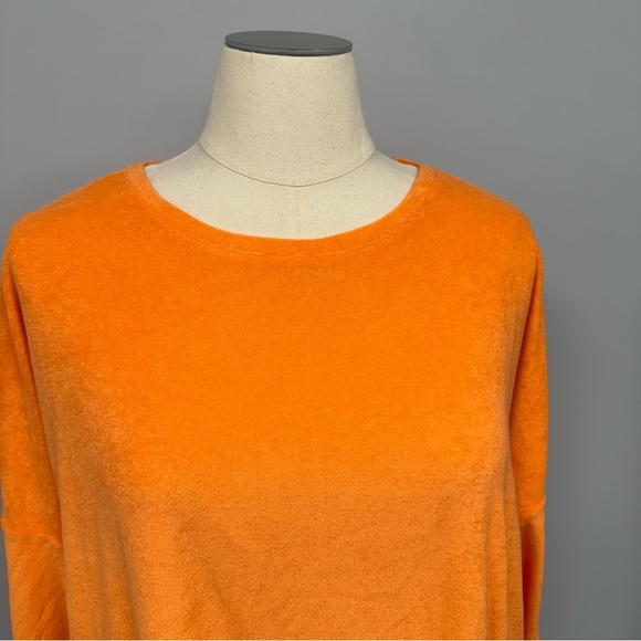 Belle Beach Kim Gravel Poolside Terry Sweatshirt Plus 2X Relaxed Bright Orange - Picture 7 of 10